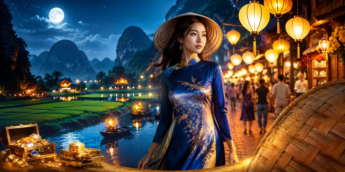 Người dùng Ninh Bình thực hiện giao dịch tài chính trực tuyến với bối cảnh thiên nhiên đặc trưng